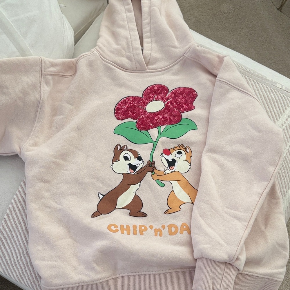 Zara Kids Chip 'n' Dale Hoodie - Pink and Brown